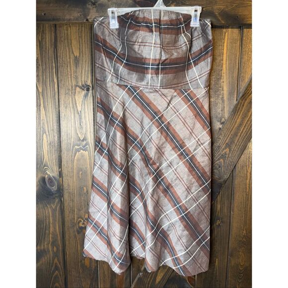 Banana Republic Plaid Strapless Midi Dress - Picture 1 of 7